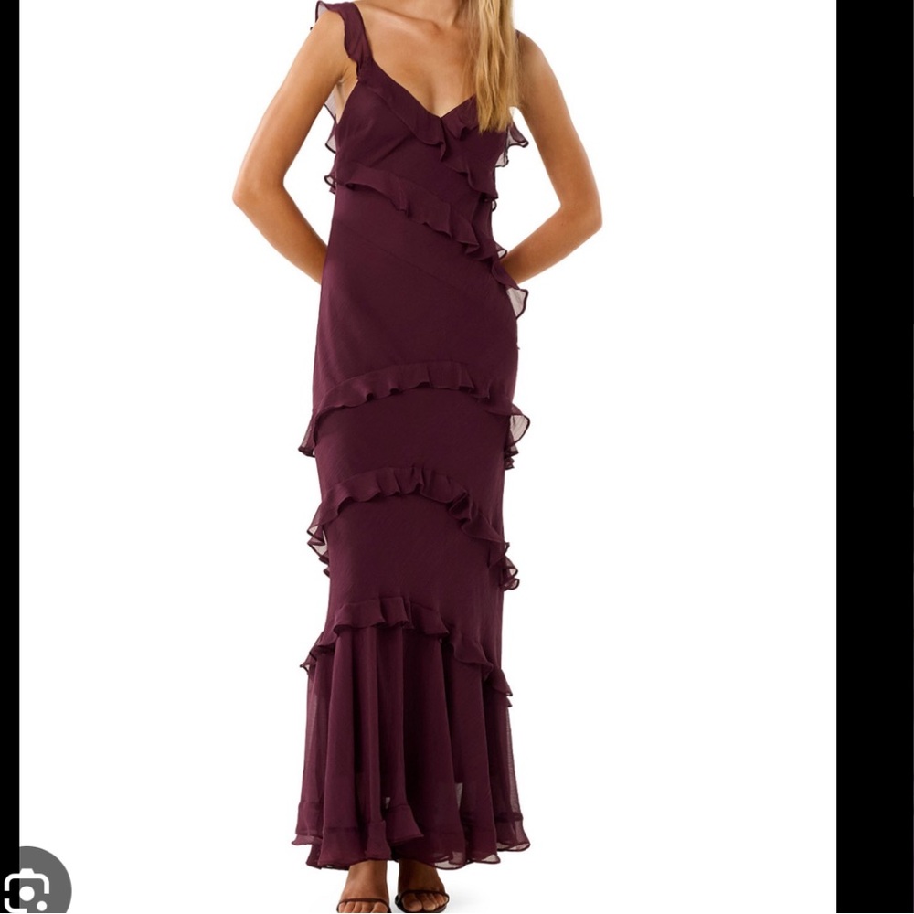 Forever New Asymmetrical Ruffle Dress - Deep Purple